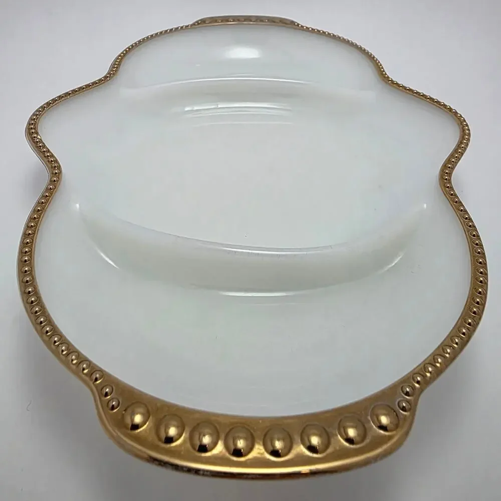 Fire King Anchor Hocking Milk Glass Relish Tray Divided Dish